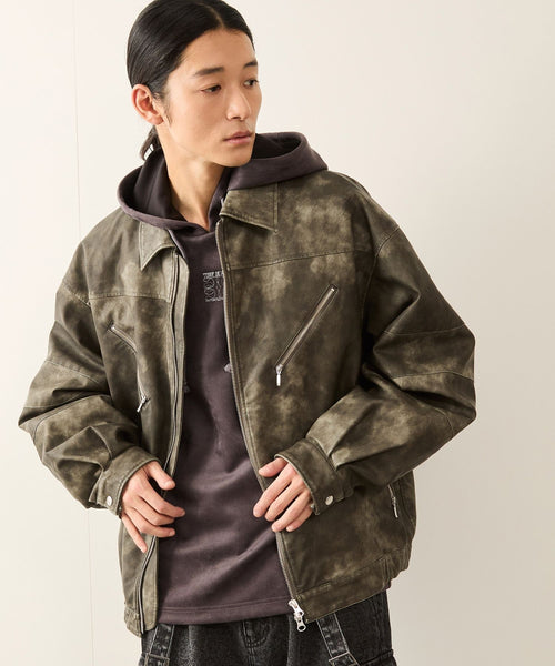JUNRED(ジュンレッド) / シンセティックレザーバイカーブルゾン