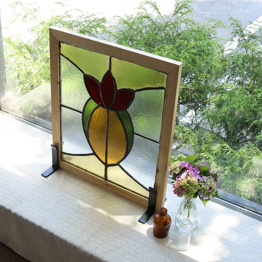 大きな花がモチーフ♪ アンティーク・ステンドグラス VC109-265003