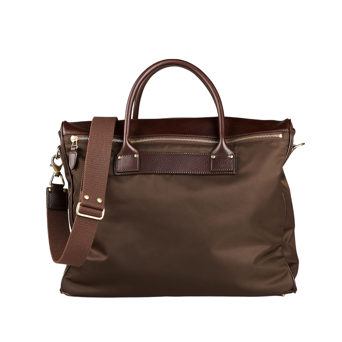 Felisi | Dark Brown Nylon Leather Shoulder Bag | Fine Menswear