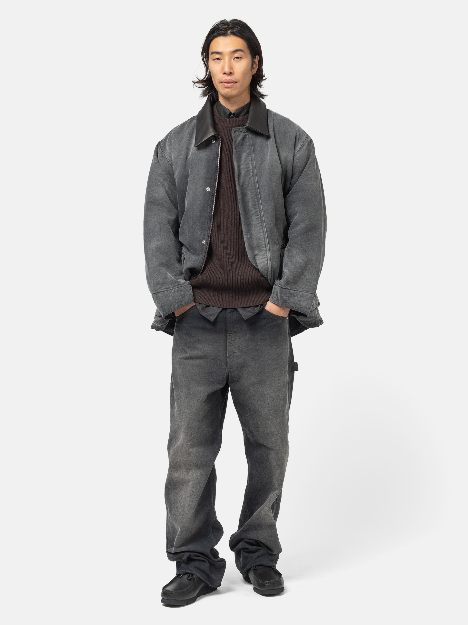 AURALEE Product Dyed Organic Cotton Duck Blouson Faded Black | HAVEN