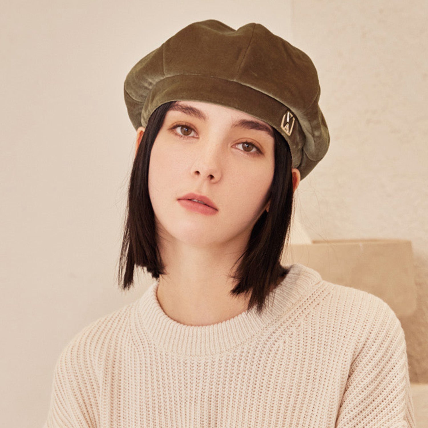 VA スクエアスタッドオクタゴンベルベットベレー帽 - VARZAR | 60