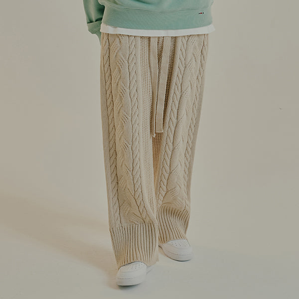 ケーブルニットワイドパンツ - ROMANTIC CROWN | 60% - アジア