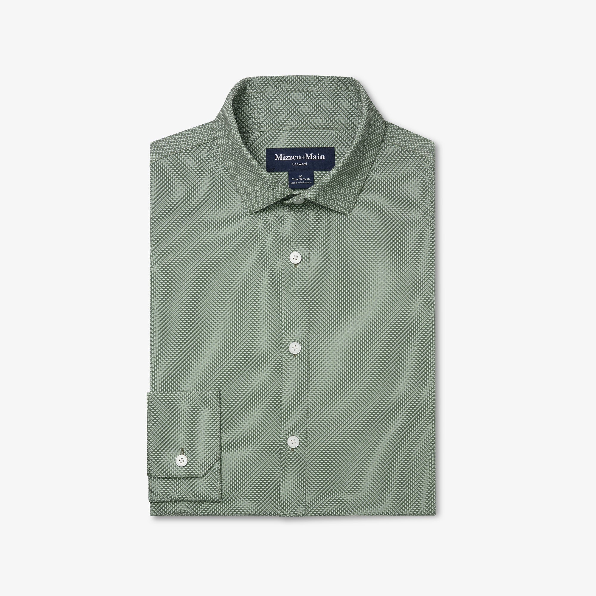Leeward No Tuck Dress Shirt - Olive Pressed Diamond | Mizzen+Main