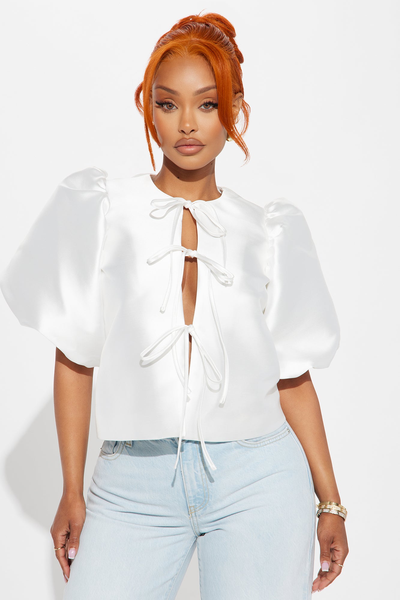 Lisandra Tie Front Top - Off White | Fashion Nova