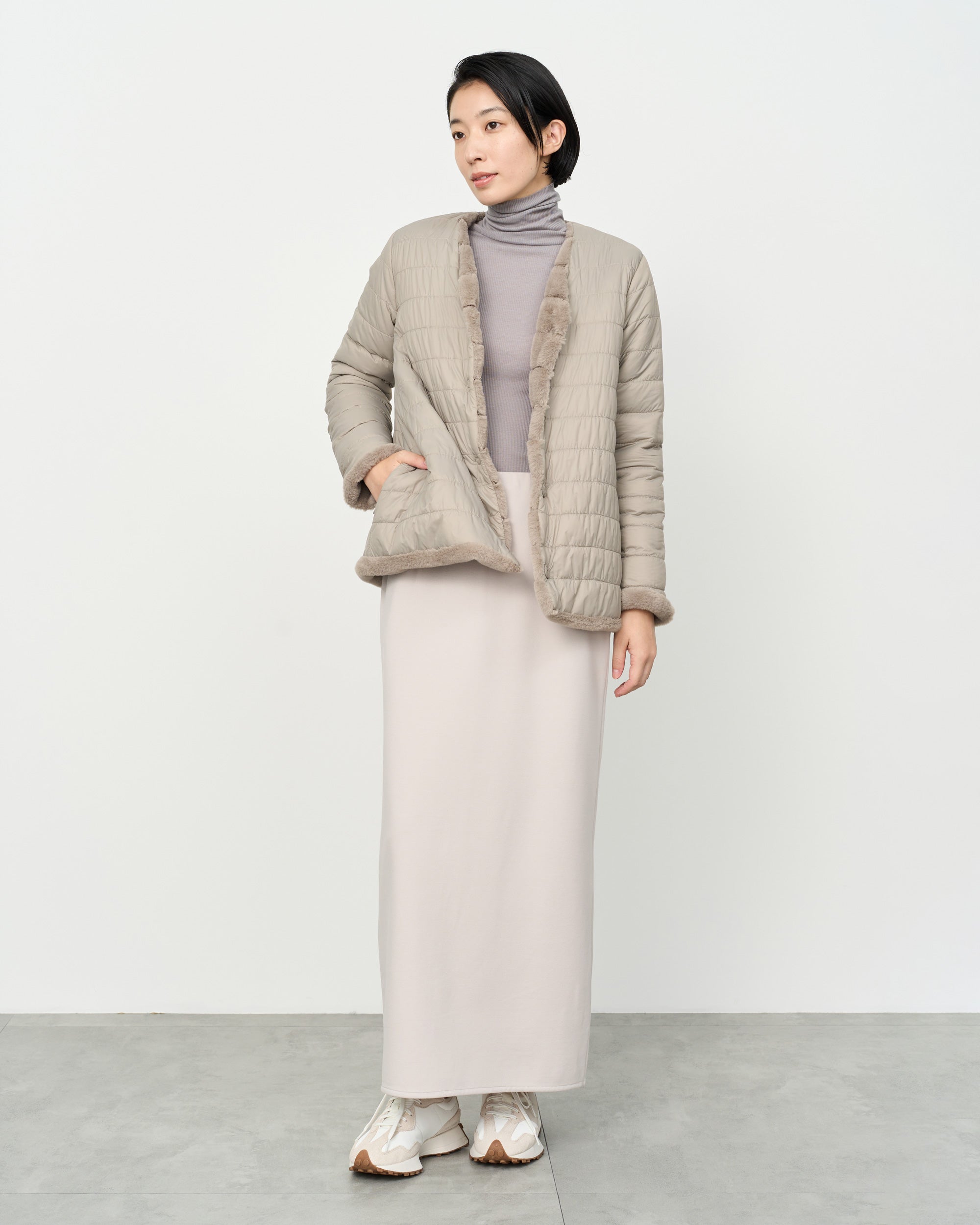 軽さとリュクスな風合いが魅力。オンオフ使えるエコファーコート