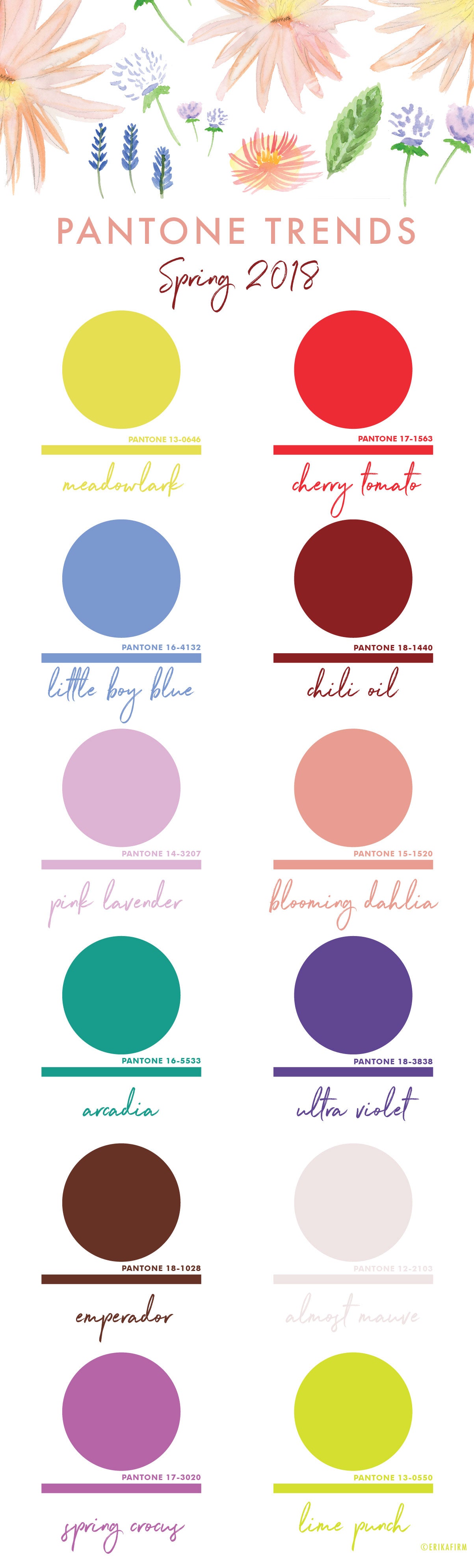 Spring 2018 Pantone Colors Chart – Erika Firm