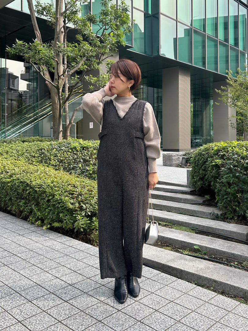 サイドベルトツイードオールインワン-short & regular | 小柄・低身長