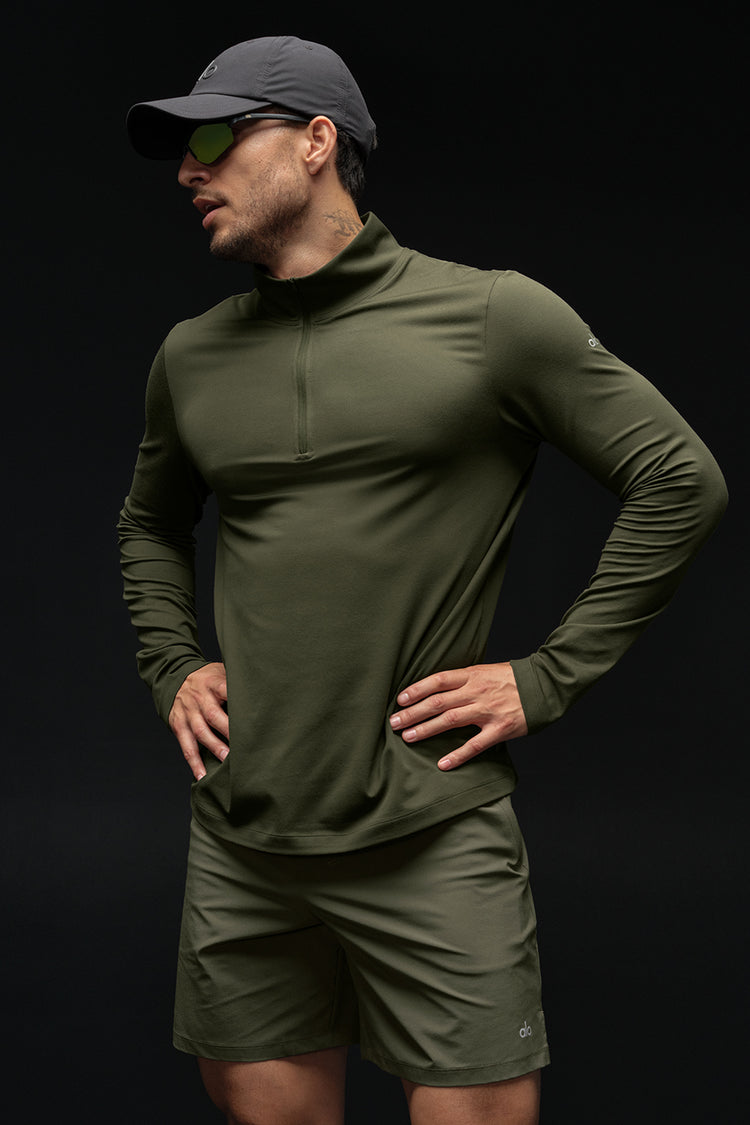 Conquer 1/4 Zip Reform Long Sleeve - Green Olive | ALO