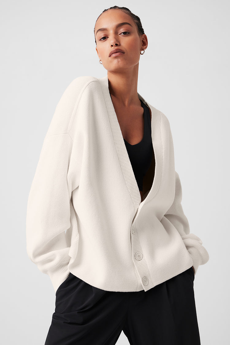 Scholar Cardigan Sweater - Ivory | ALO