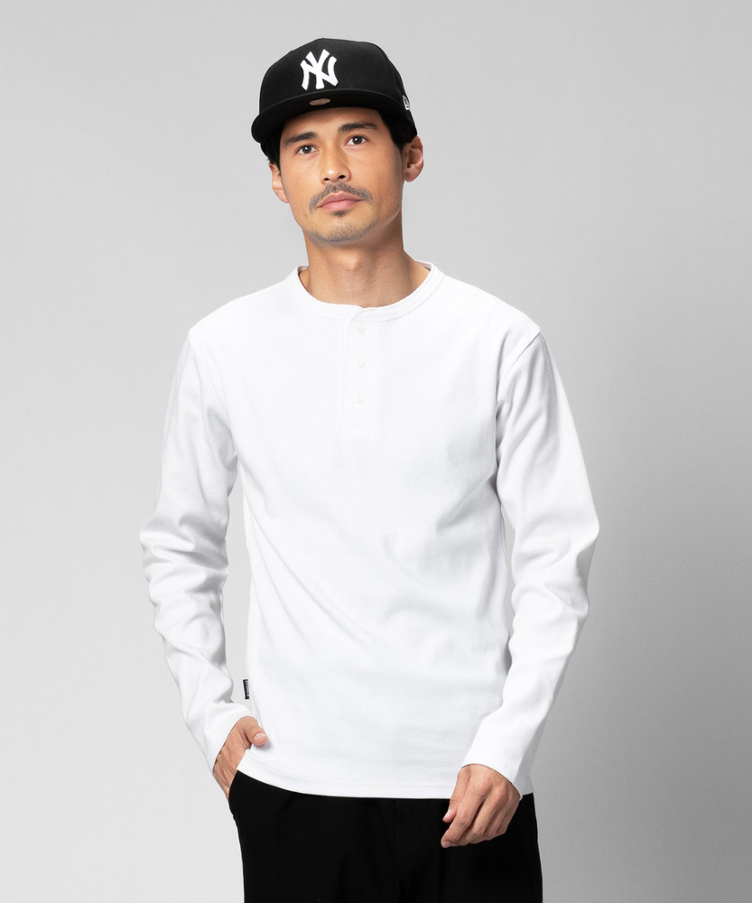 テレコヘンリーネック長袖Tシャツ(S ホワイト): トップス｜Right-on