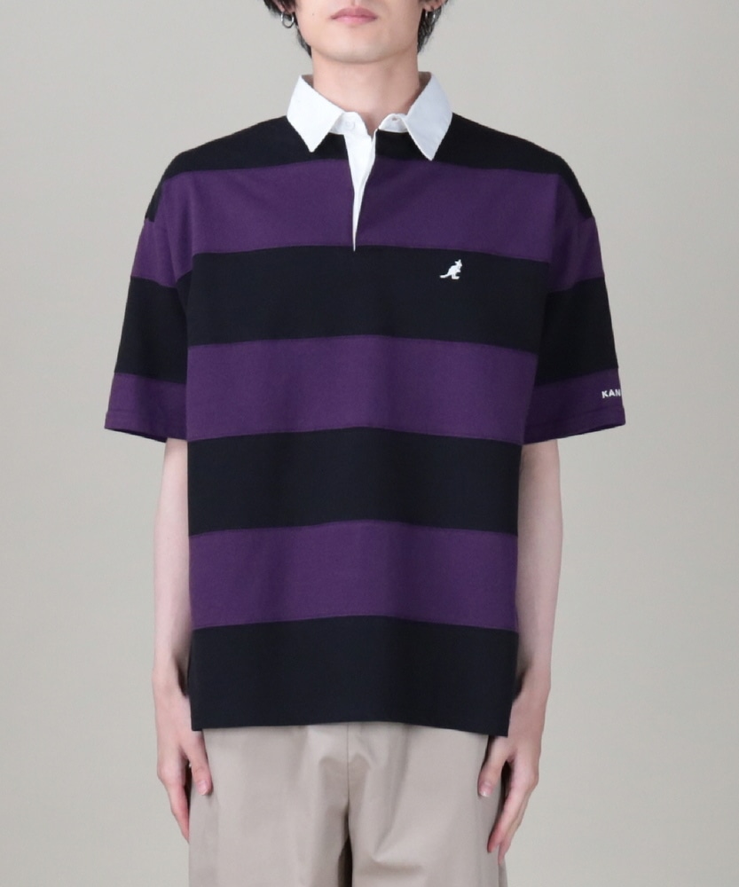 ビッグシルエットボーダーラガーシャツ メンズ(M オリーブ): トップス