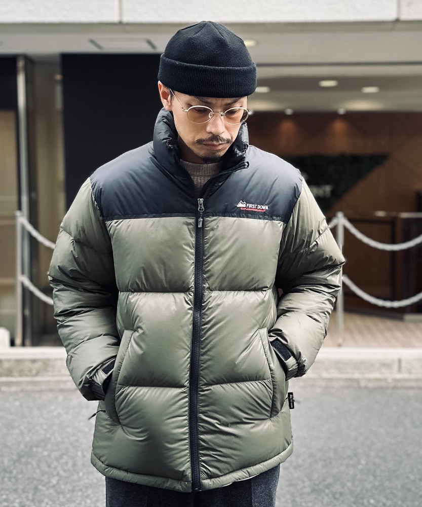 FIRST DOWN ファーストダウン ライトダウンジャケット L オリーブ