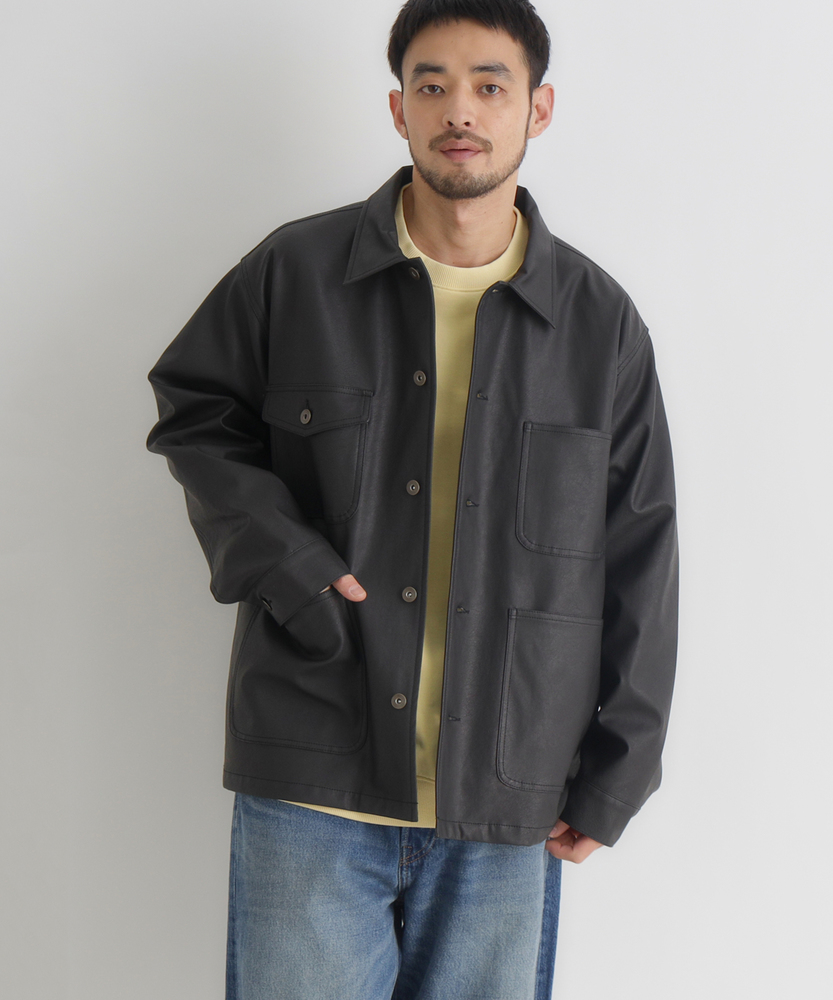 合成皮革カバーオール(S ブラック): ジャケット/アウター｜Right-on