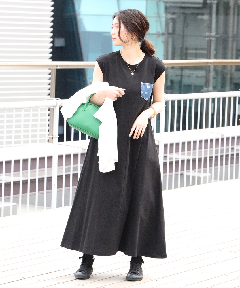 デニムポケットワンピース(M ブラック): ワンピース/チュニック｜Right