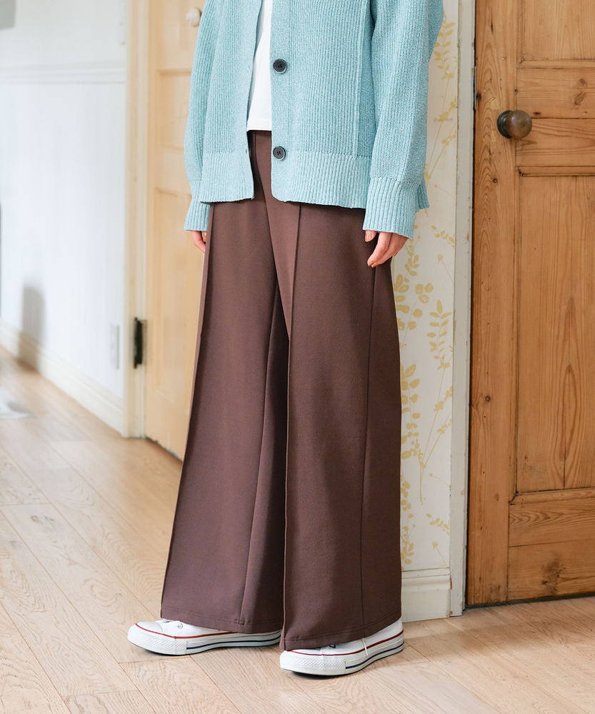 ジョーゼット裏起毛ワイドパンツ(S ブラウン): ボトムス｜Right-on公式