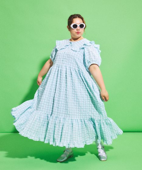 ギンガムチェックフリルワンピース[商品：PN25SS-030] - PUNYUS Online