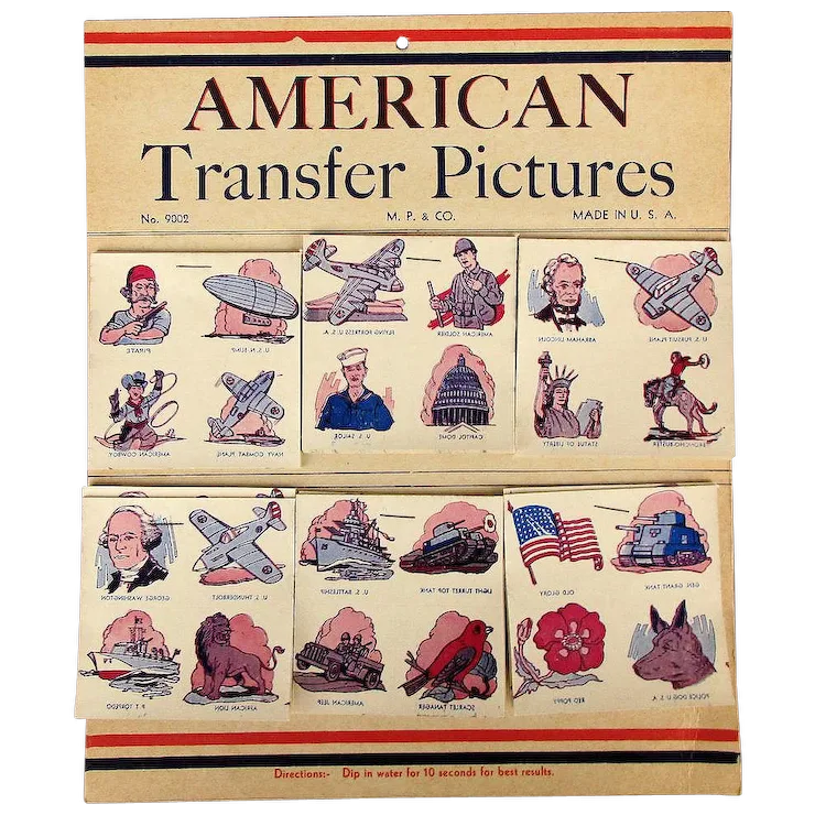 1940s ~ American Transfer Pictures ~ 144 Decals - Tattoos Military
