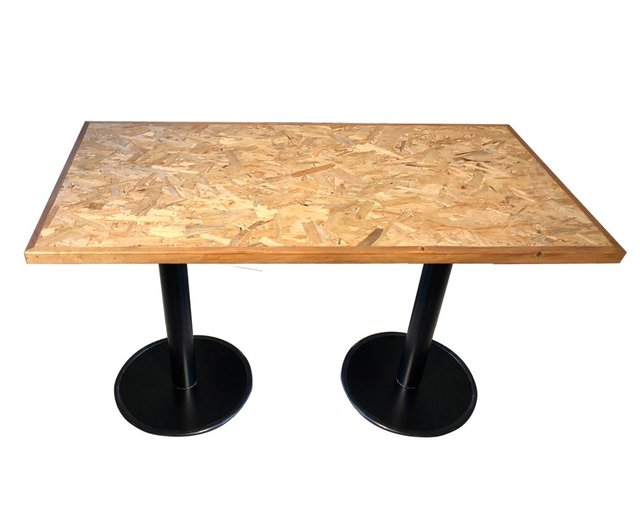 台湾 OSB ボード 円柱脚 ディスクフットテーブル スクエアテーブル