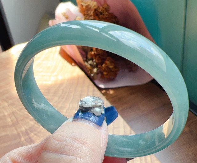 免運6 折】冰種藍水雪花棉翡翠手鐲| 16圍| 天然A貨翡翠| 送禮瓔珞珠寶