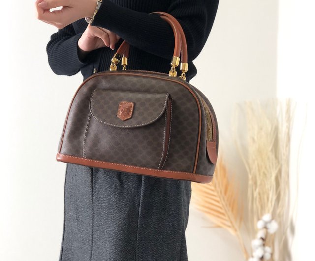 日本直送 名牌中古包 】CELINE セリーヌ マカダム ブラゾン レザー