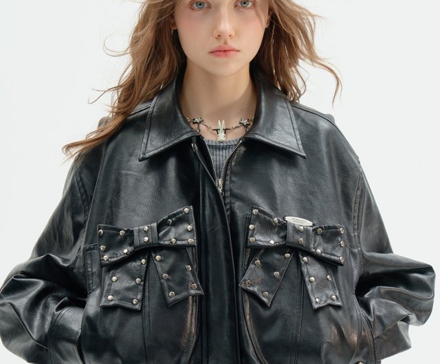 ziziFei | リボンレザージャケット ziziFei | トップス - Pinkoi