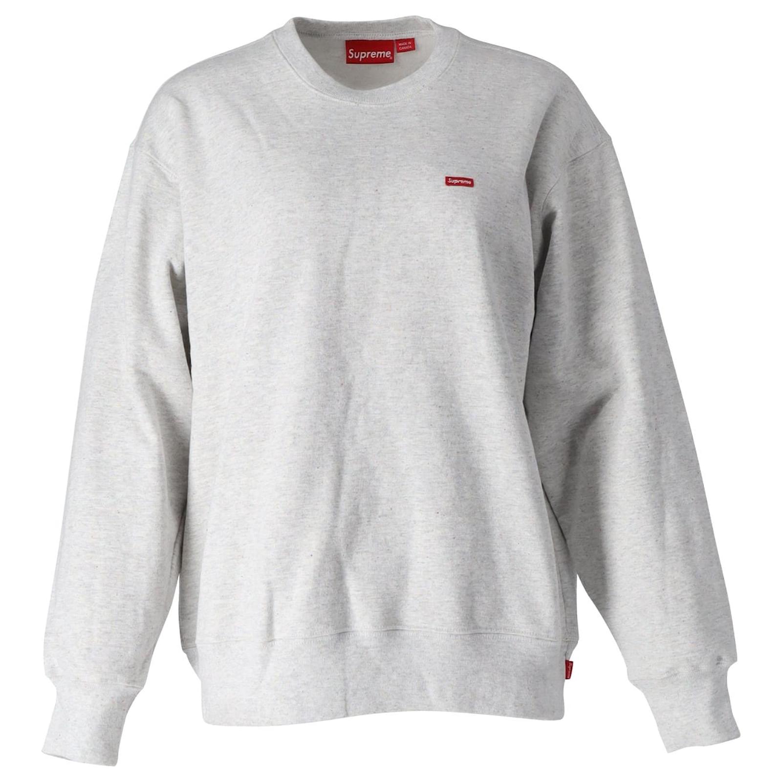 Supreme Small Box Logo Crewneck Sweater in Ash Grey Cotton ref