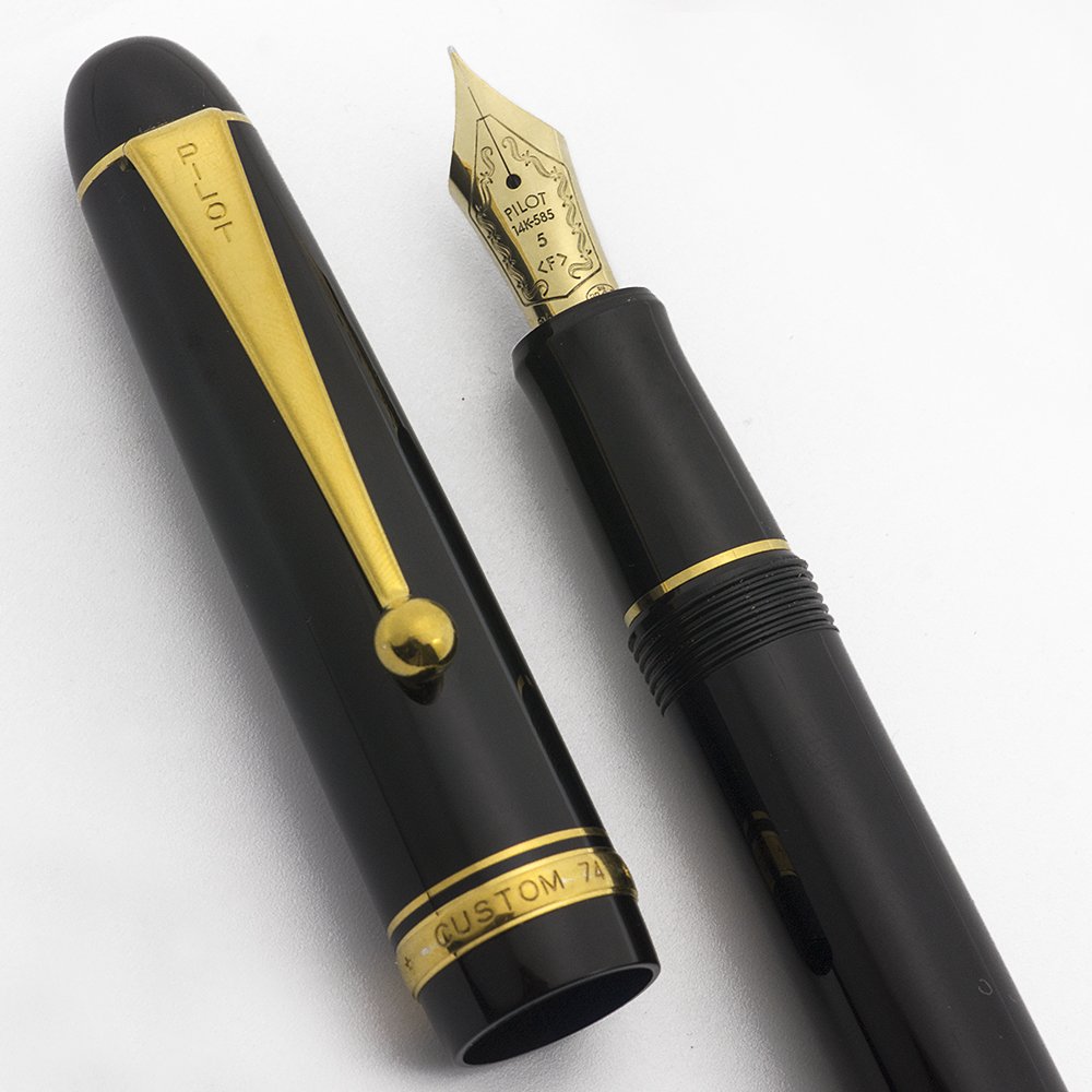 Pilot Custom 74 Fountain Pen - Black, GP Trim, 14k Fine #5 Nib