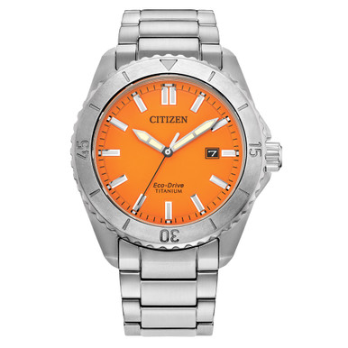 Citizen Brycen Super Titanium Orange Sunray Dial #AW1840-50X