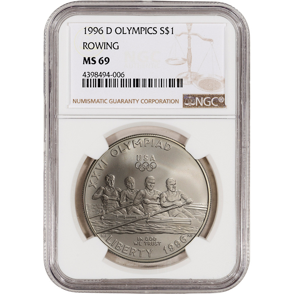 1996-D US Atlanta Olympic - Rowing Commemorative BU Silver Dollar
