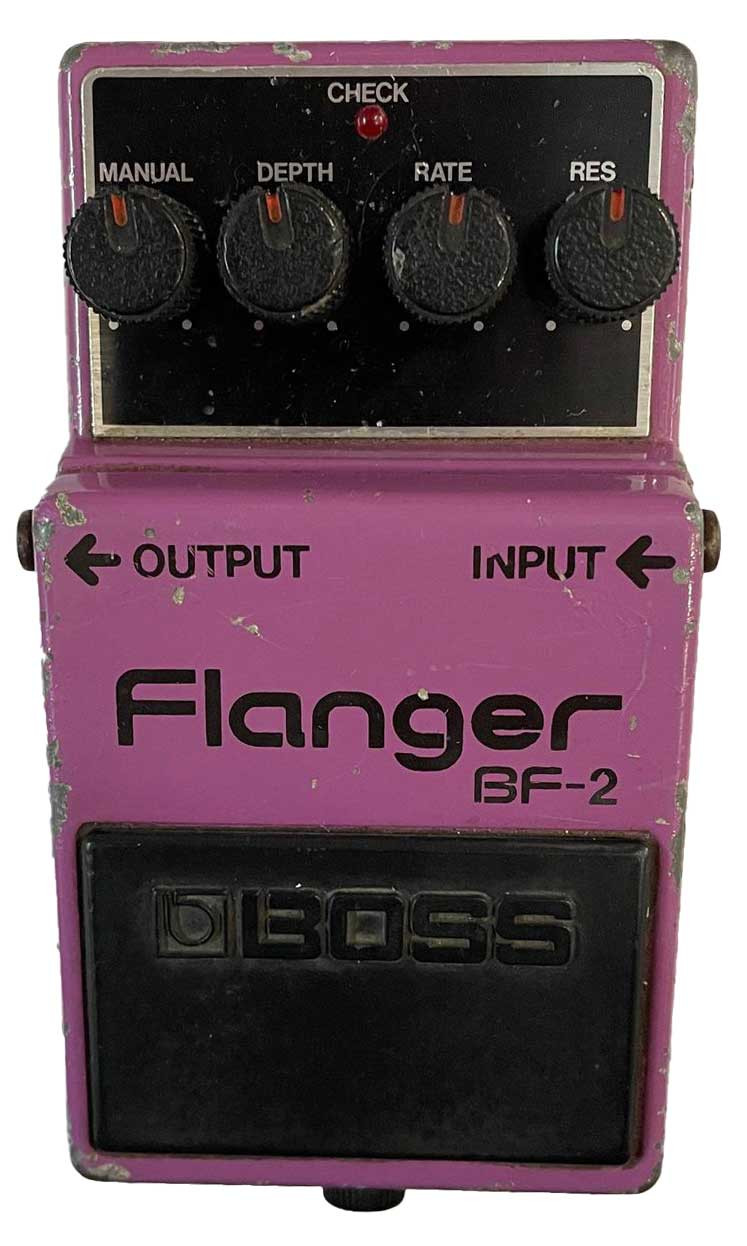 BOSS BF-2 Flanger Made in Japan 1981 Black Label Electric Guitar Pedal