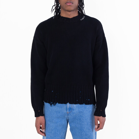 Marni Destroyed Effect Twisted Crewneck Sweater, Brand Size 50