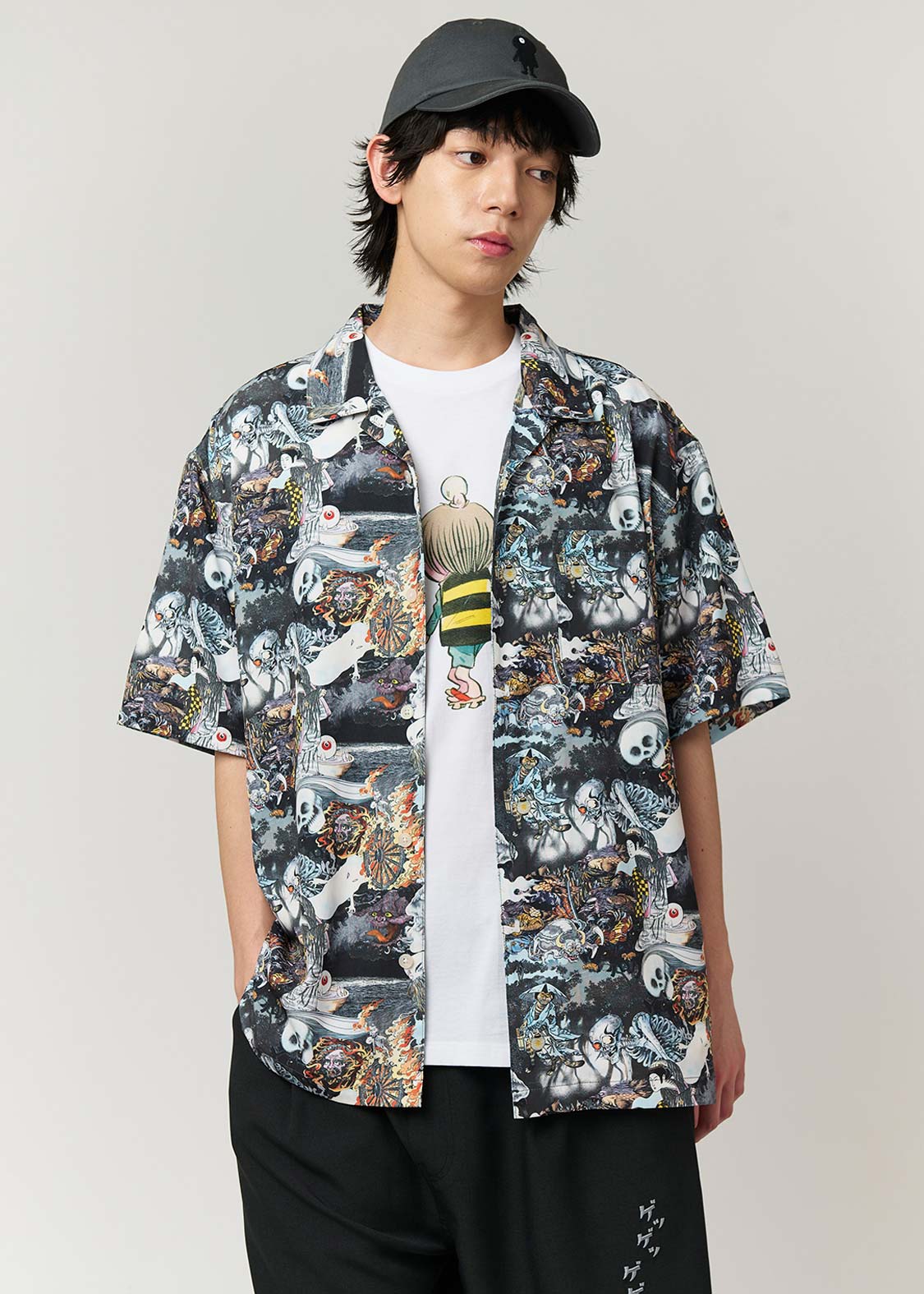 妖怪大集合｜ビッグシルエットオープンカラーシャツ｜ユニセックス