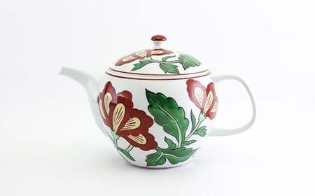 源右衛門窯 赤絵更紗唐花文 後手急須 食器 お茶ポット 急須 有田焼 A95