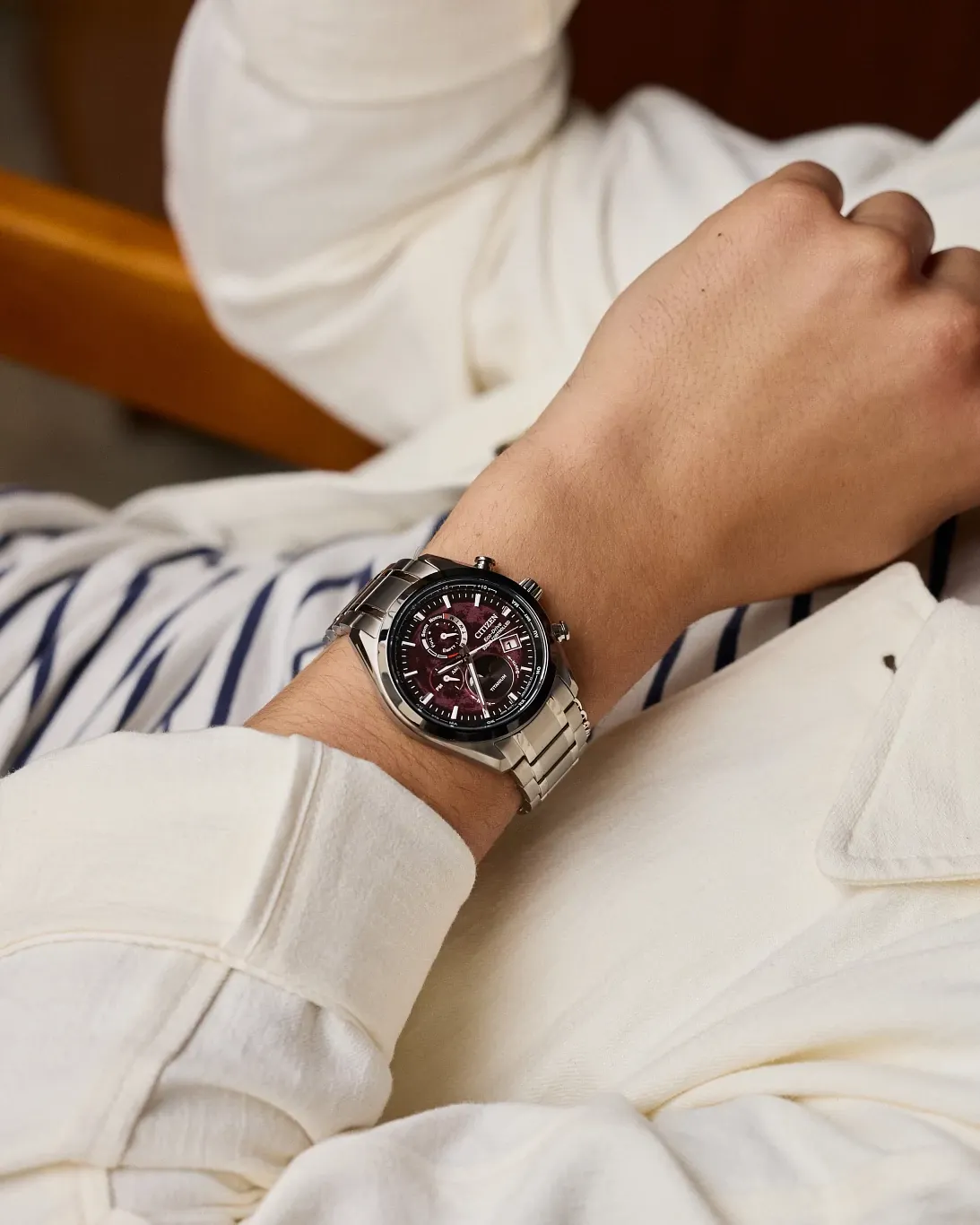 Tsuki-yomi A-T Red Dial Super Titanium Bracelet BY1018-55X | CITIZEN