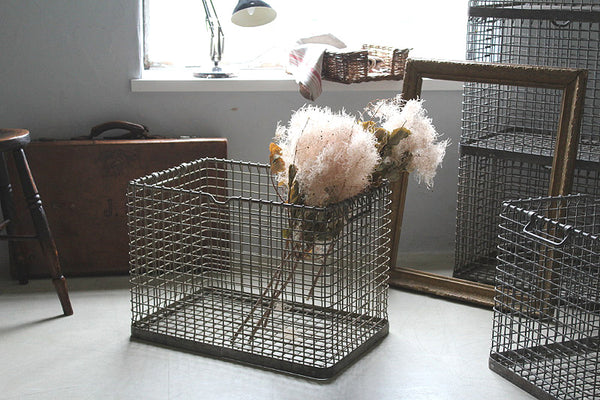 3個あり ワイヤーバスケット インダストリアル イギリスアンティーク