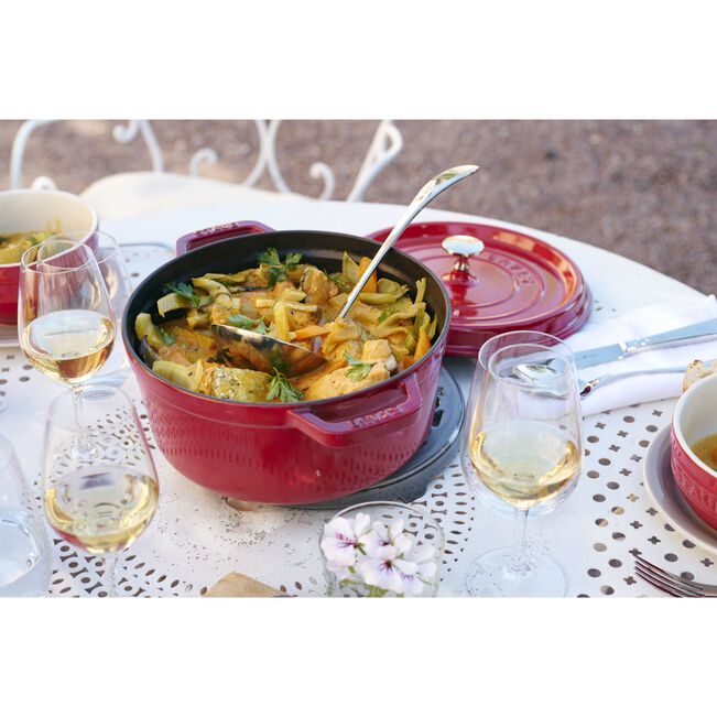 ストウブ 鋳物ホーロー鍋 ピコ・ココット 22 cm, ラウンド, チェリー