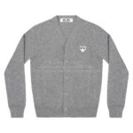 プレイ・コムデギャルソン 白ハート・カーディガン（ライトグレー