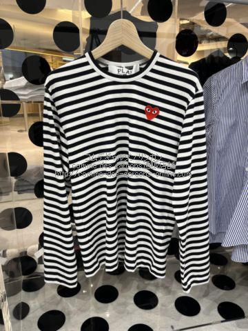 プレイ コムデギャルソン ボーダー長袖Tシャツ ブラック/ホワイト-ロン