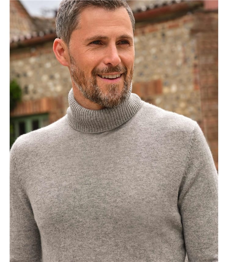 Grey Marl | Cashmere & Merino Turtle Neck Sweater | WoolOvers US