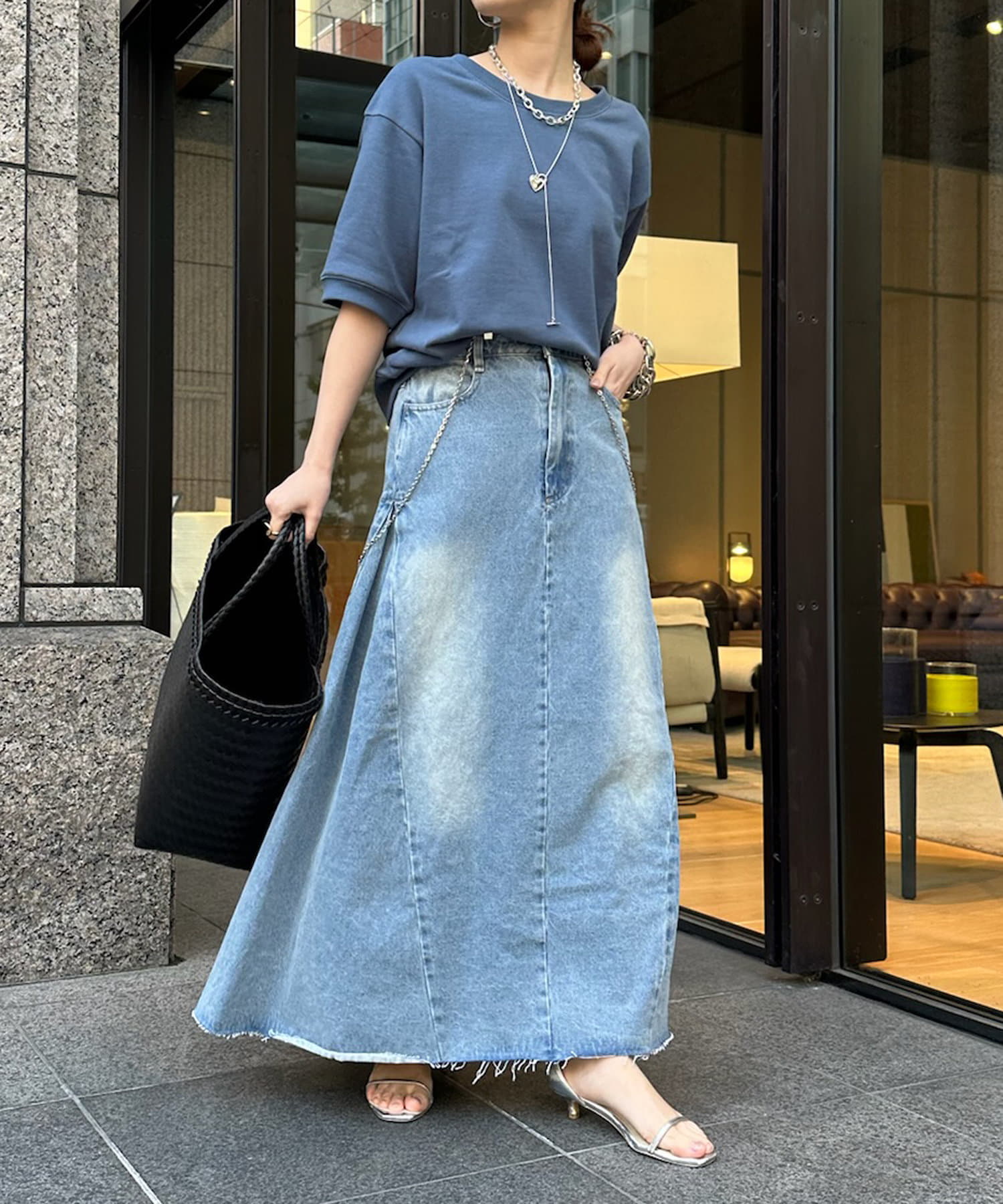 新色追加】【WEB限定】デニム切替スカート | DOUDOU(ドゥドゥ