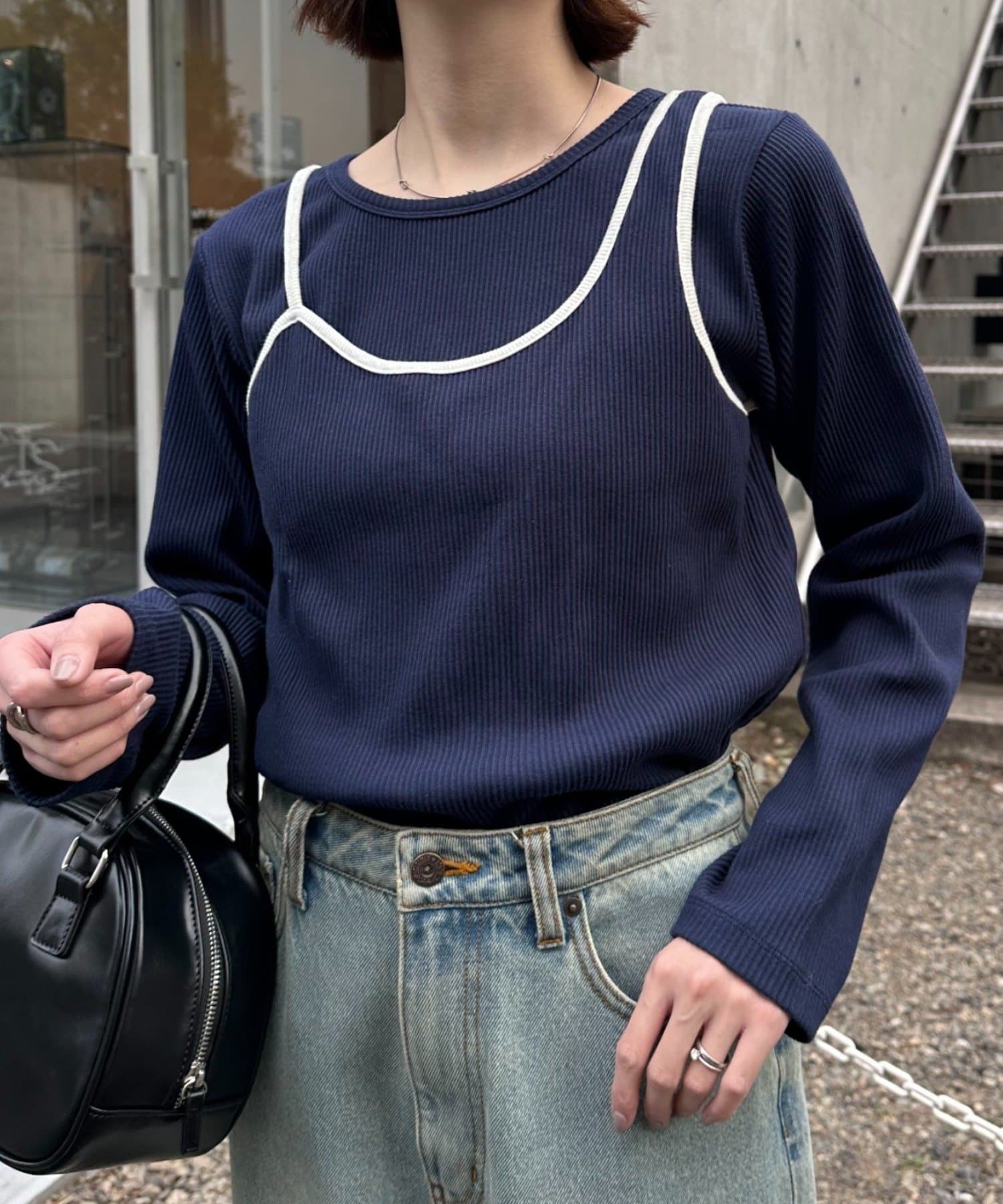 リブアシメキャミレイヤードトップス | CIAOPANIC TYPY(チャオパニック