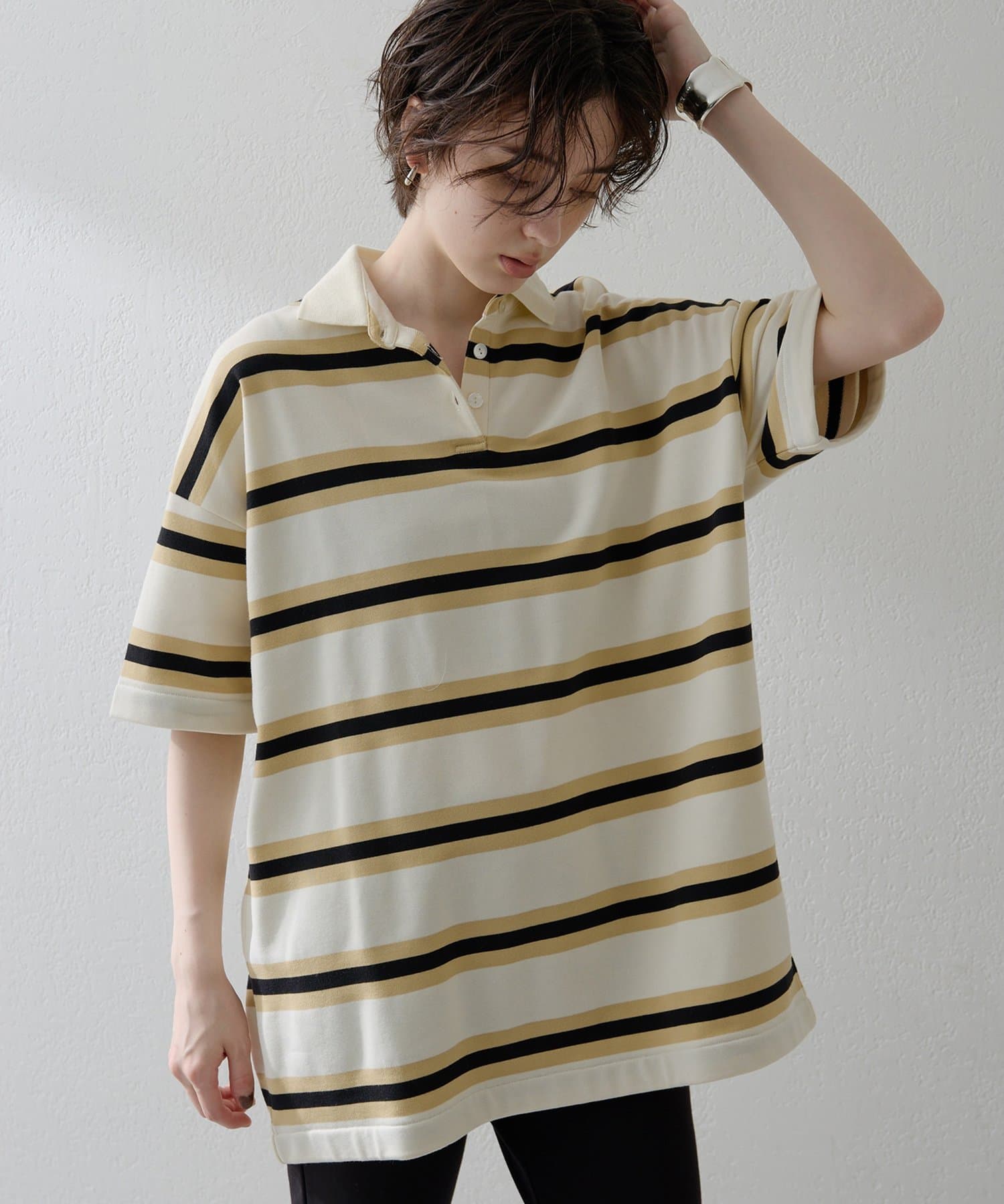 THE PAUSE】ボーダーBIGポロシャツ | Whim Gazette(ウィム ガゼット