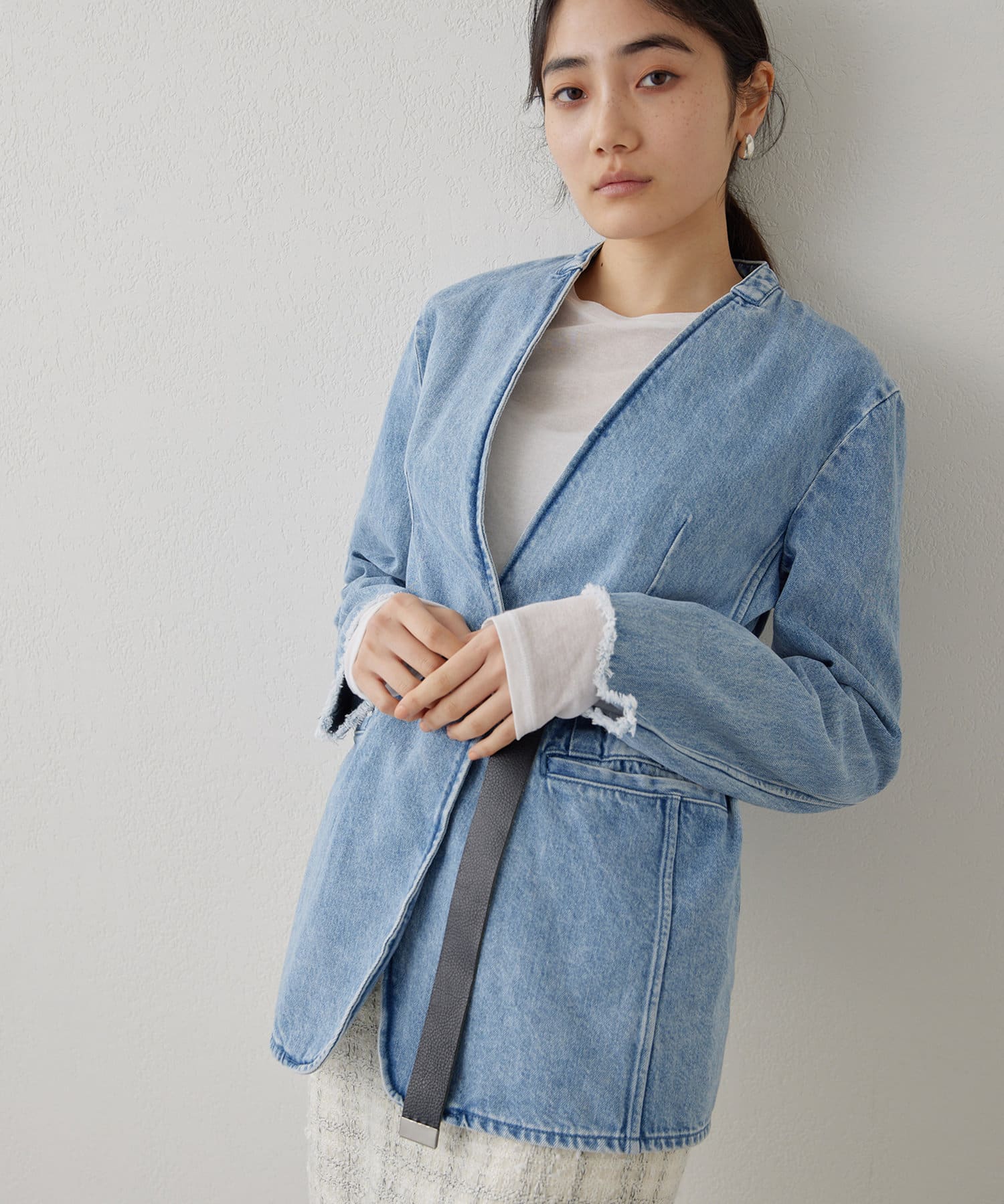 DENIMノーカラージャケット | Whim Gazette(ウィム ガゼット