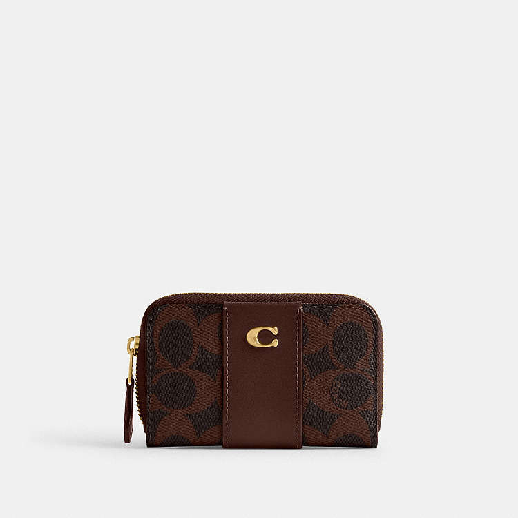 COACH® | Essential Small Zip Around Card Case In Signature Canvas