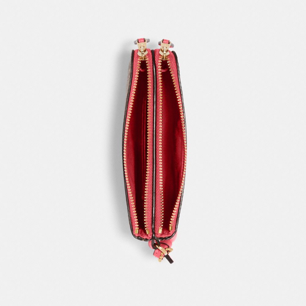 ダブル コーナー ジップ リストレット シグネチャー キャンバス ポーチ