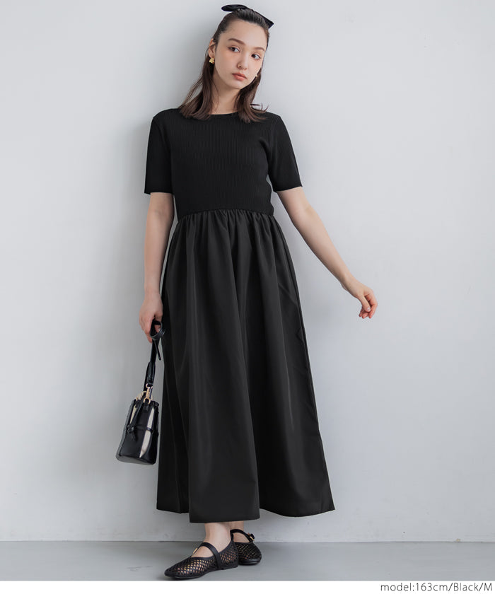 サマーニットウエストドッキングワンピース レディース メール便不可