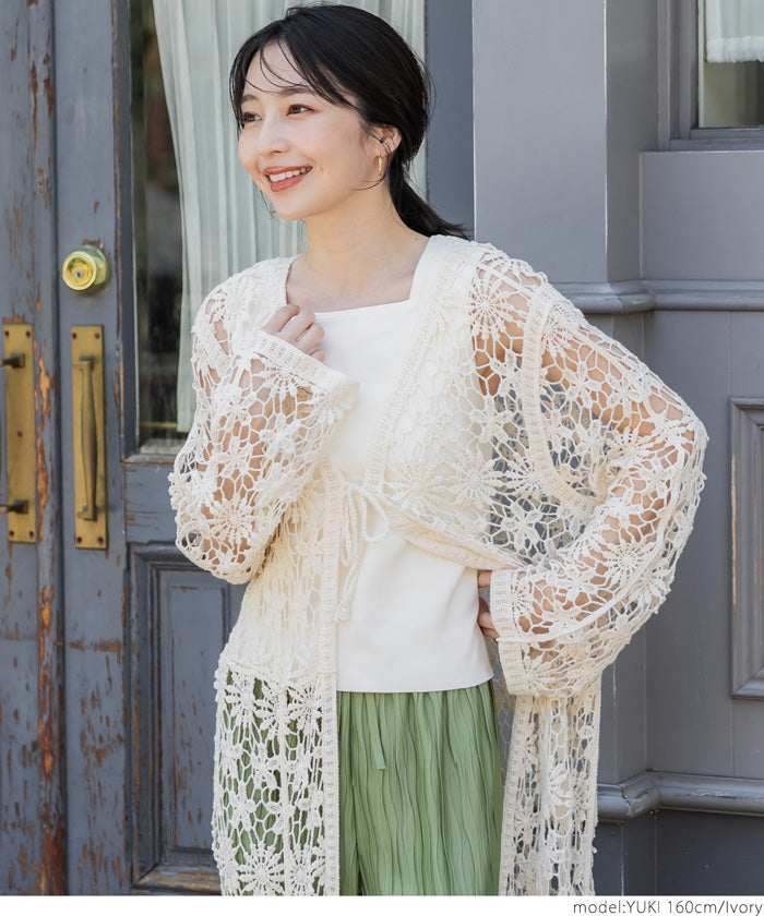 セール☆2990円→550円 カーディガン レディース かぎ編み クロシェ