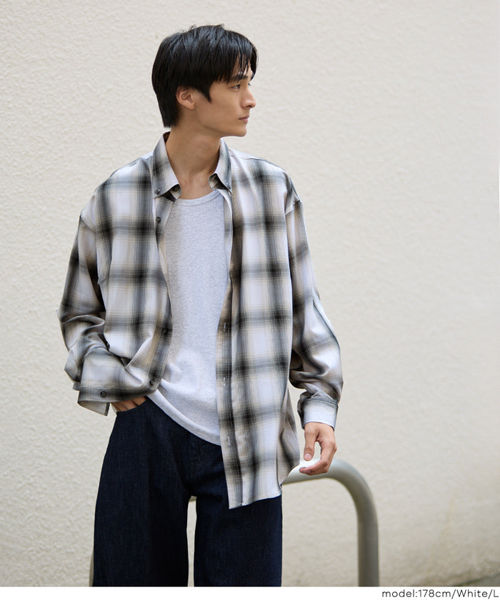 セール☆2490円→1490円TRマドラスチェック長袖シャツ メンズ メール便