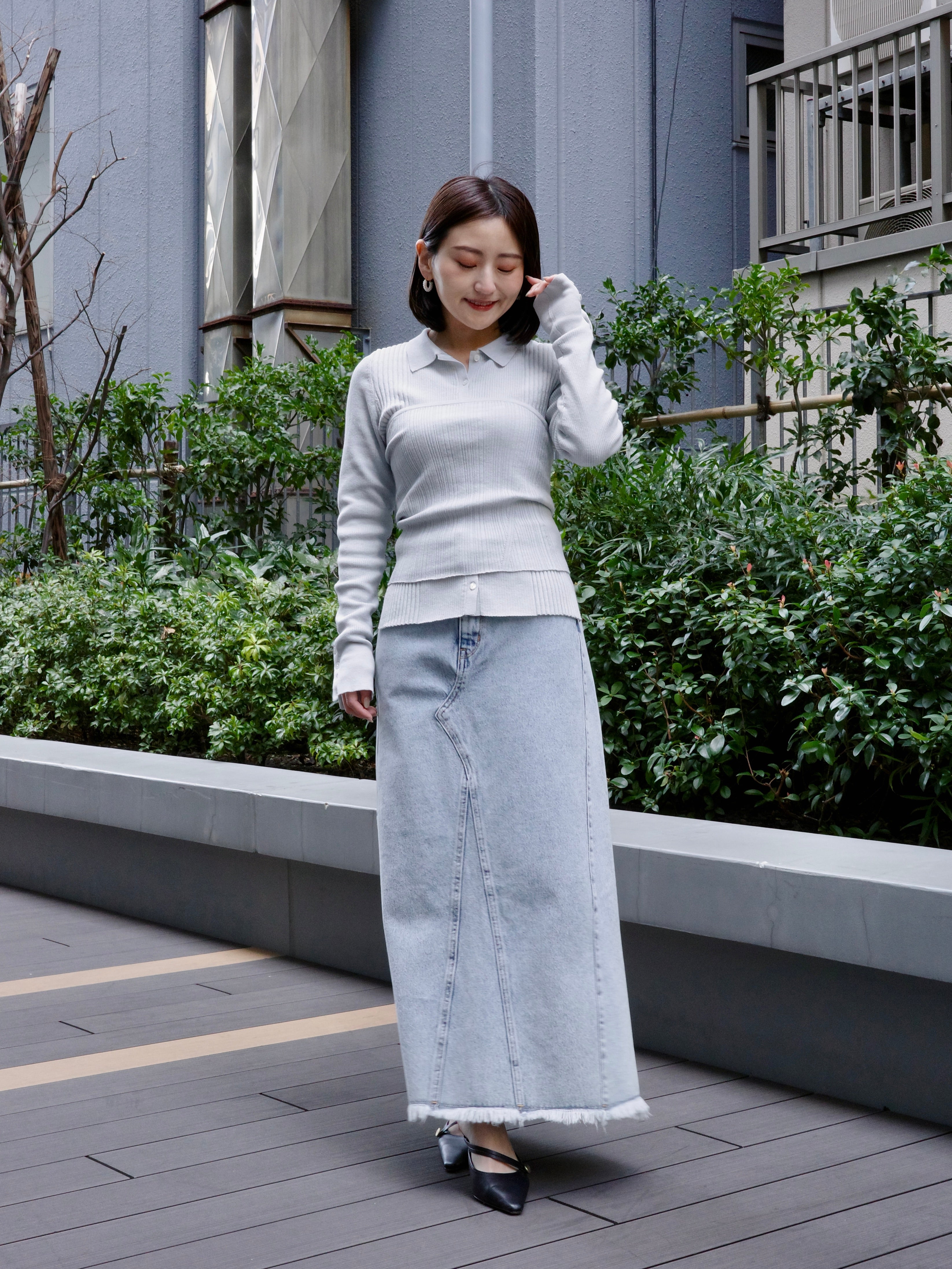 マチセミフレアデニムスカート | 小柄・低身長女性向けファッション