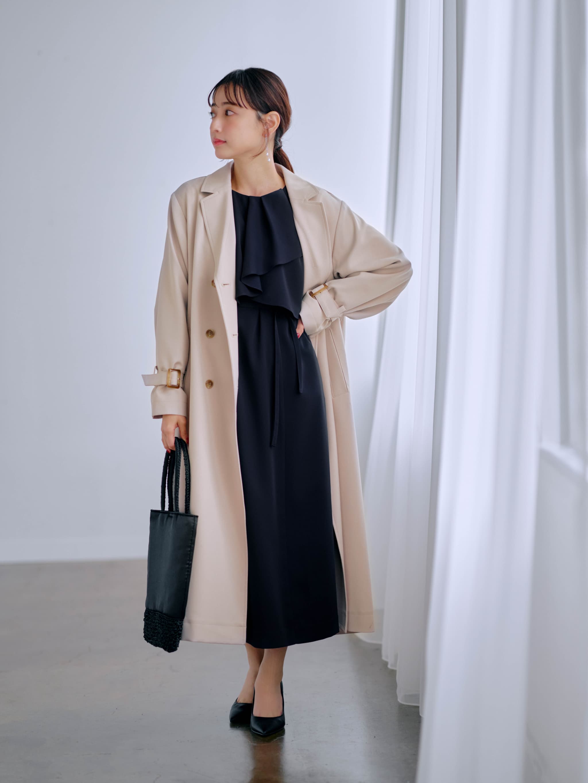 cahoさんコラボ】ソフトドビーアシメラッフルワンピース-short